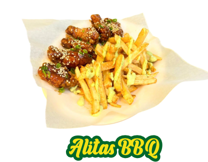 <big>Alitas BBQ</big><br /> ( 6 Piezas De Alitas Aderezadas Con BBQ, y Papas Fritas) <br/><b>MX$120.00</b> ( Los Precios puede Variar). 
