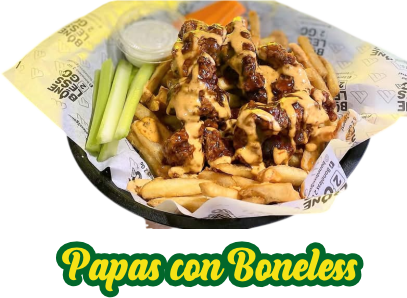 <big>Boneless con Papas Fritas</big><br /><mark><b>MX$150.00</b></mark> (Los Precios puede Variar). 