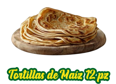 <big>Tortillas de Maíz (12 pzas)</big> <br/><mark><b>MX$26.00</b></mark> (Los Precios puede Variar).